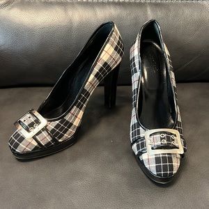 Jean Paul GAULTIER patent leather multicolor plaid high heels with buckle.EU38.5